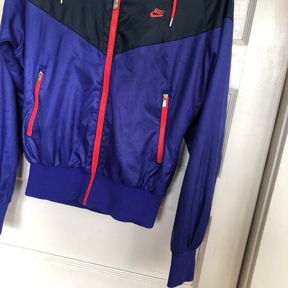 VTG 90s Nike The Windrunner Windbreaker Hooded Running Jacket Womens Medium - Picture 3 of 15